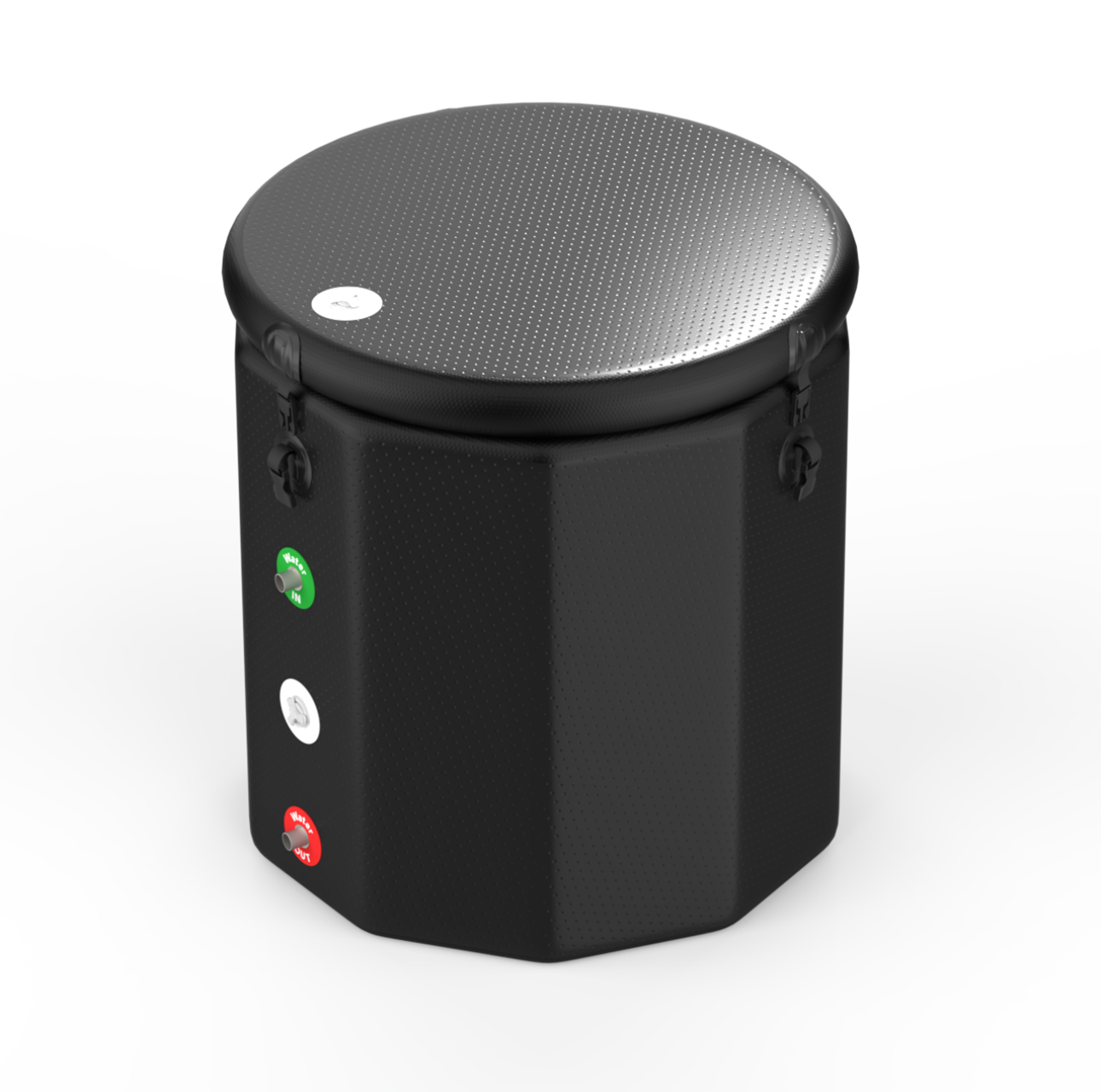 Arctic Ritual Lite+ Barrel inflatable cold plunge with insulated lid for portable ice bath recovery