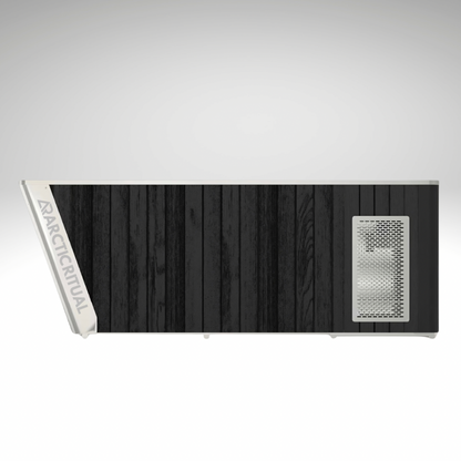 Side profile of Arctic Ritual Platinum All-in-One cold plunge tub with black timber exterior and integrated cooling system